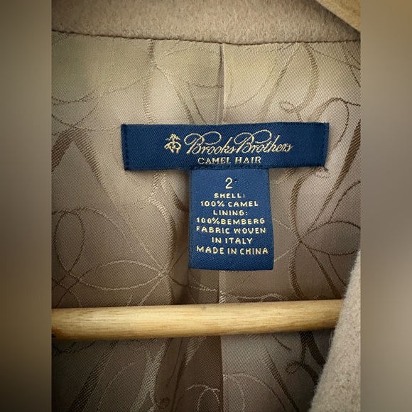 Brooks Brothers camel hair blazer tan 2 button pocket front jacket size 2 - Picture 5 of 16